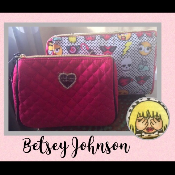 Betsey Johnson Emojis 2 Piece Cosmetic Case Set - Picture 2 of 8